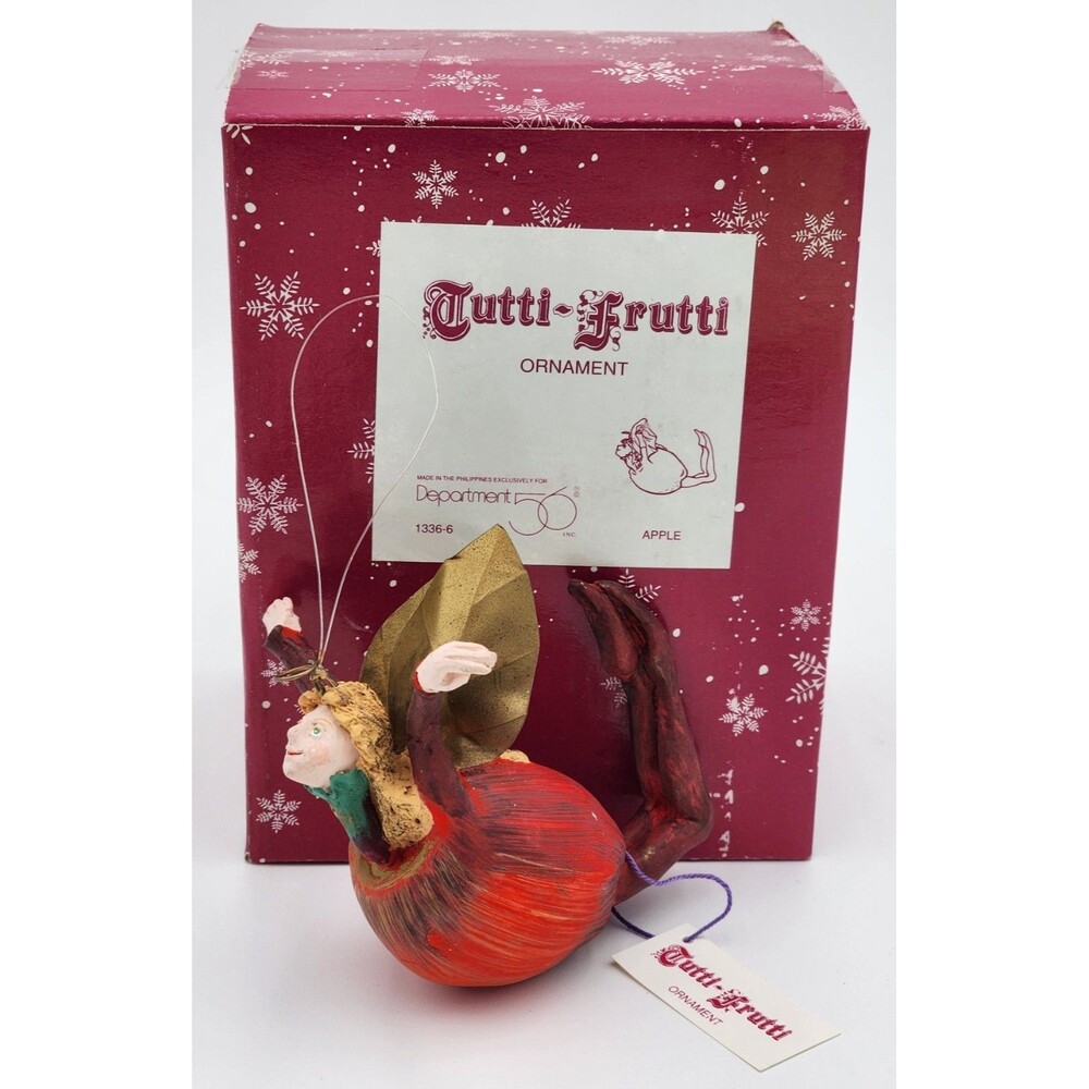 Vintage Department 56 Tutti Frutti "APPLE" Tree Fairy Ornament W/Orig. Box W/Tag